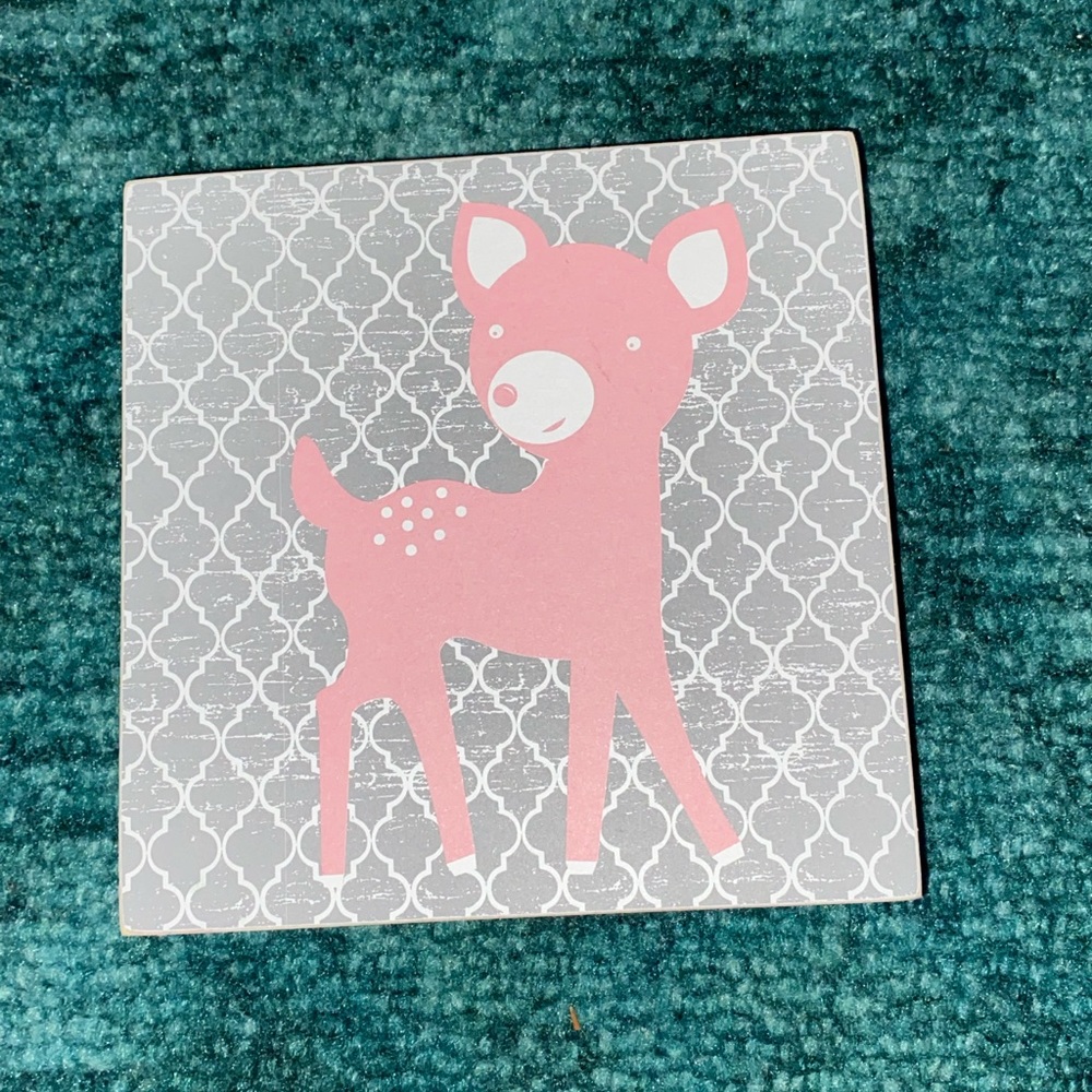 pink deer room sign